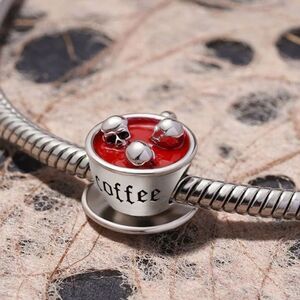 NWOT Skull Coffee Silver 925 Pandora Fit Charm